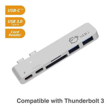 Siig SIIG JU-TB0212-S1 Thunderbolt 3 USB-C Hub with Card Reader & PD Adapter - Silver JU-TB0212-S1